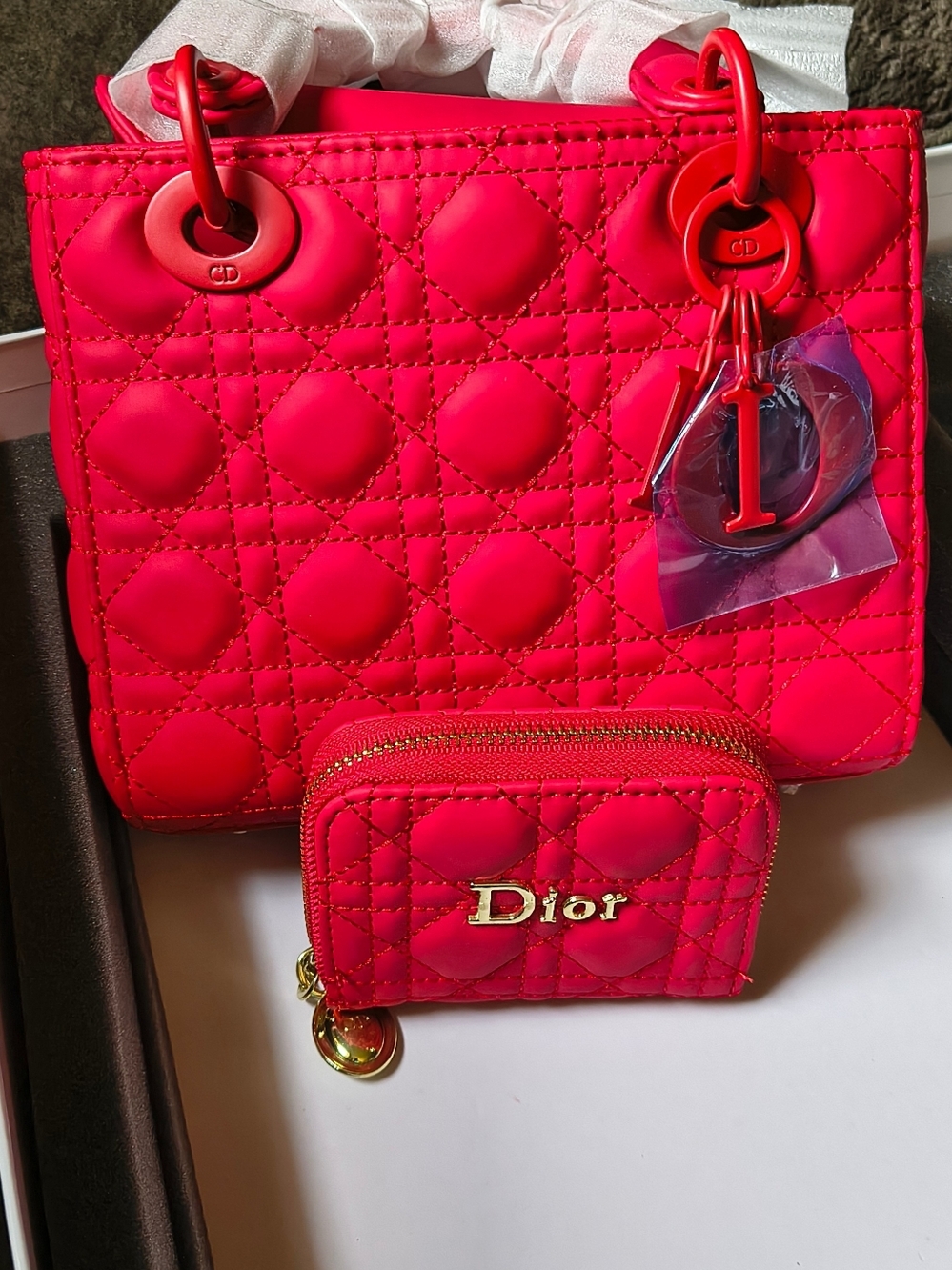 Dior Quilted Mini Tote with Matching Zip Pouch. - Picture 2 of 5